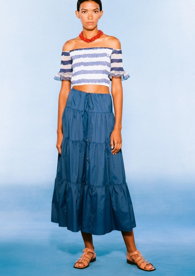 летняя многоярусная юбка в форме трапеции с топом