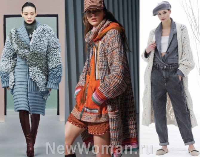  новинки вязаных женских пальто 2022 года - длина миди