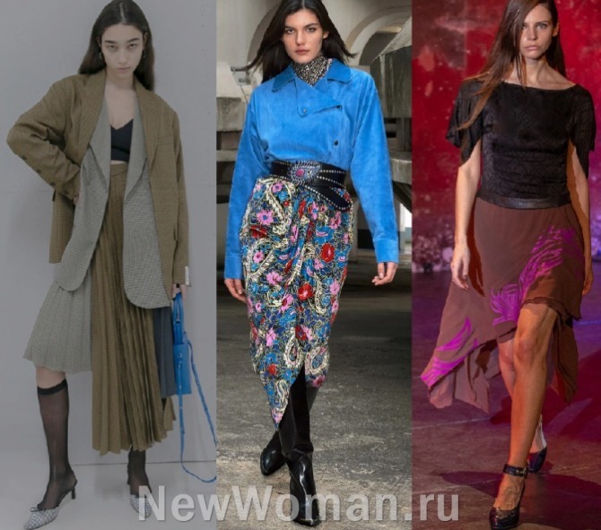 основные тренды в моде на женские юбки 2022 года - фасоны с асимметричным подолом