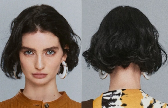 стрижка боб в стиле 80-х с волнами на затылке, актуально для волос средней длины - кудри и волны сезона осень-зима 2021-2022