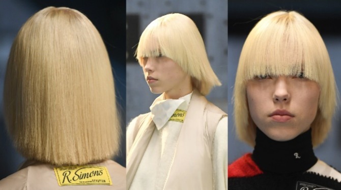 модифицированная современная женская стрижка маллет на волосах пшеничного цвета - тренды для средних волос сезона осень-Зима 2021-2022, фото с подиумов