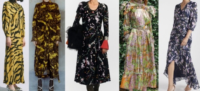 фасоны принтованных нарядных платьев 2022 года для пожилых дам - фото с Недель европейской моды