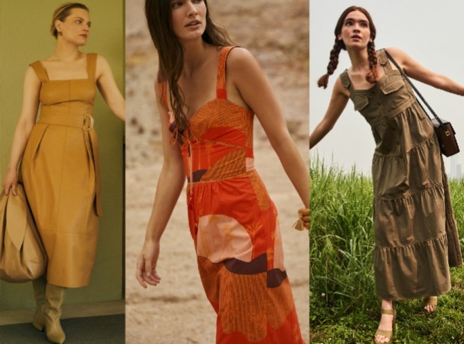актуальные стильные образы 2022 года с платьем-сарафаном на голое тело