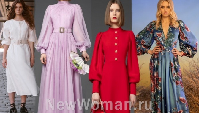 в 2022 году в моде женственные романтичные платья с епископским рукавом