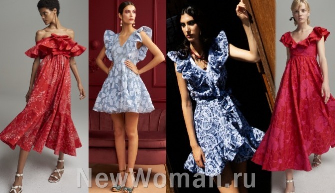 нарядные летние романтичные женственные платья с воланами - тренды 2022 года