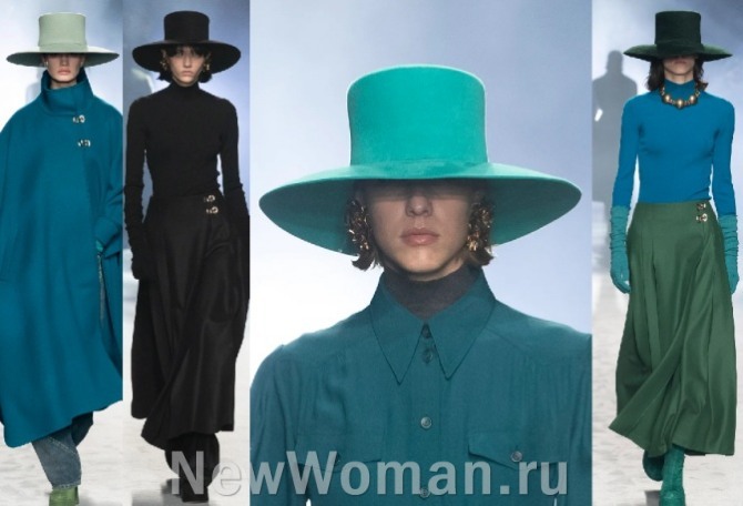 актуальные модели дамских шляп от бренда  Alberta Ferretti осень-зима 2021-2022 год - высокая европейская мода