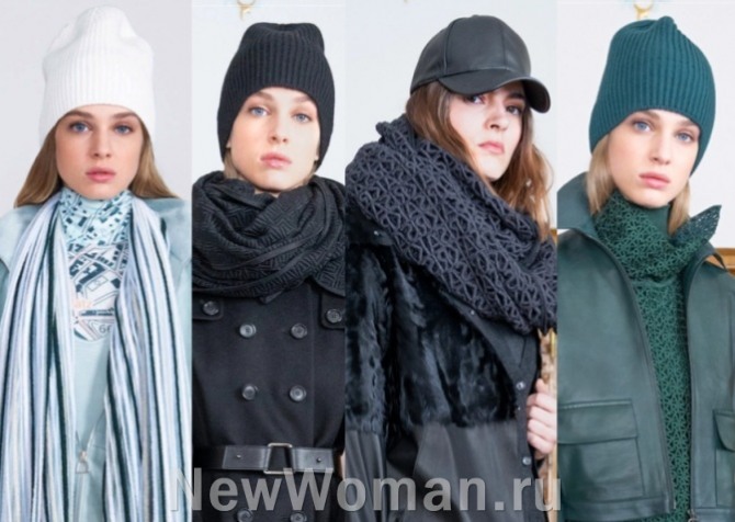 новинки сезона осень-зима - дизайнерские брендовые вязаные шапки и кепки от модного дома Akris для девушек, белая, черная, зеленая