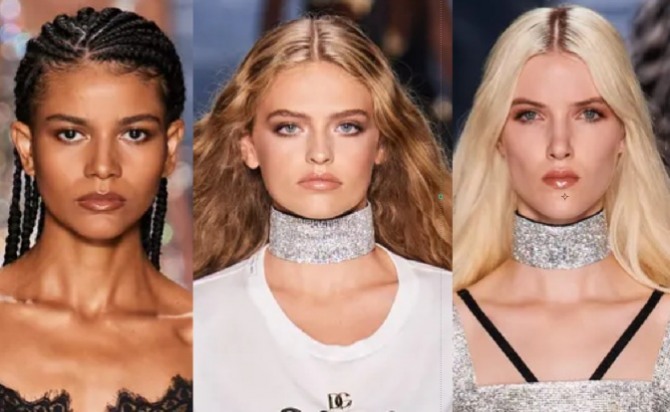 модные вечерние укладки на длинные волосы сезона весна-лето 2022 от бренда Dolce & Gabbana