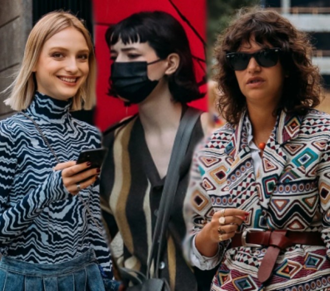 тренды в женских стрижках для средних волос с улиц Милана в рамках недели моды Весна-Лето 2022