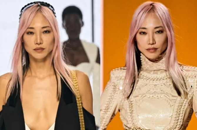 модные оттенки розового цвета в окрашивании длинных волос сезона весна-лето 2022