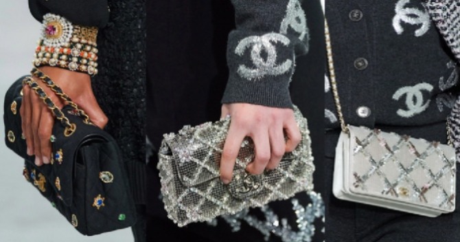 вечерние женские сумочки с кристаллами и брошами от Chanel - коллекция 2023 года