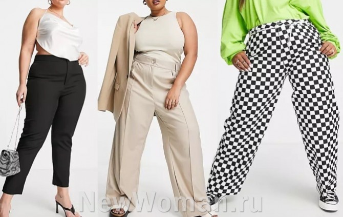 какие брюки модные в сезоне весна-лето 2022 - модели с высокой посадкой для полных девушек и женщин