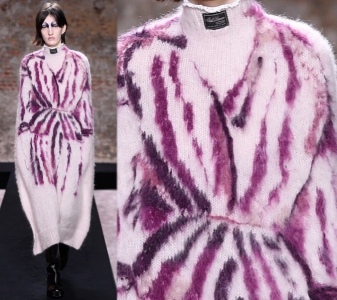 вязаное мохеровое женское пальто-халат без воротника - мода 2023 года