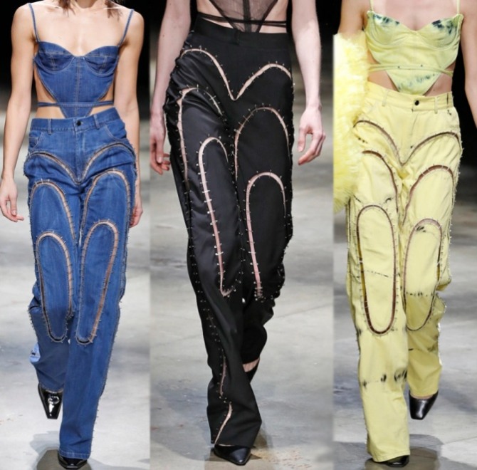 джинсовые и шелковые женские брюки с фигурными разрезами - тренды в декоре 2023 года