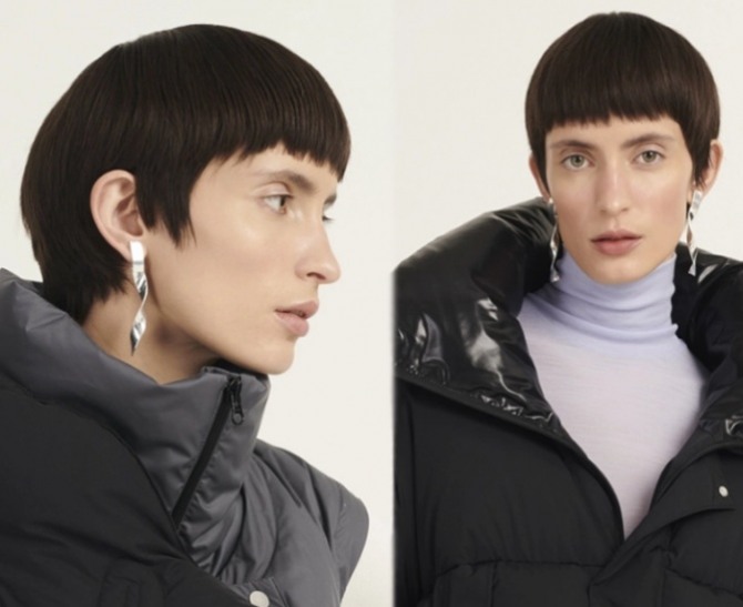 стильная женская стрижка для коротких волос с филированной челкой и длинными висками - подиум 2023 год