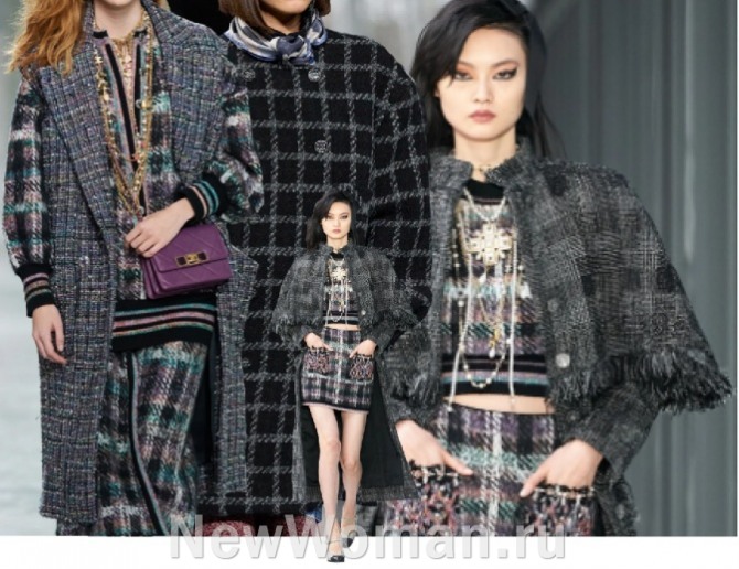 мягкие силуэты и клетчатый принт - твидовые пальто осень-зима 2023 от модного дома Chanel, Франция