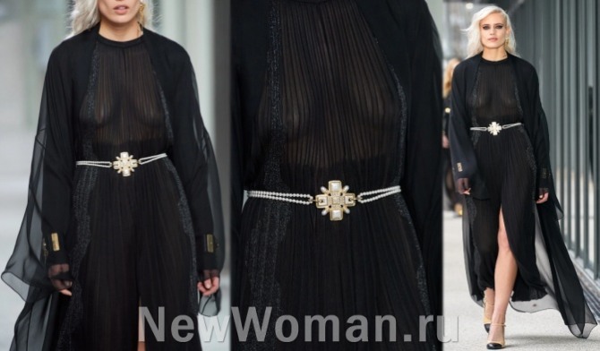 какие фасоны черных шифоновых платьев модные в 2023 году - фото из коллекции Chanel