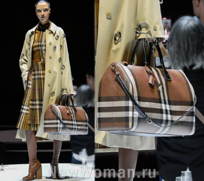 какие большие объемные женские сумки в моде в 2023 году - фото сумки-купол от Burberry - Лондонский показ