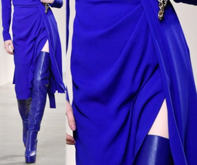 юбка миди с высоким разрезом и драпировкой пурпурно-синего цвета