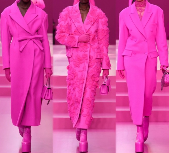 пальто мидакси для женщин в составе демисезонного образа в стиле тотал пинк от бренда Валентино на 2023 год