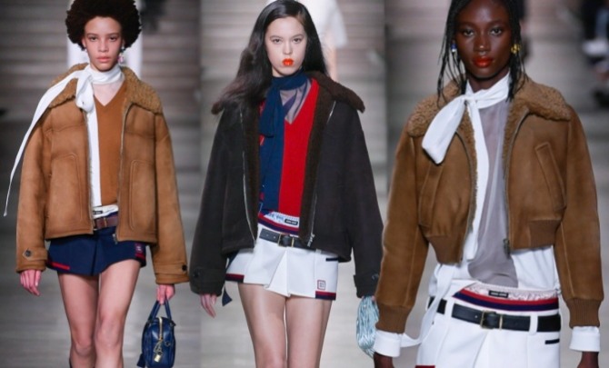 с чем носить короткую куртку-дубленку 2023 года - модный дом Miu Miu (Парижская неделя моды)
