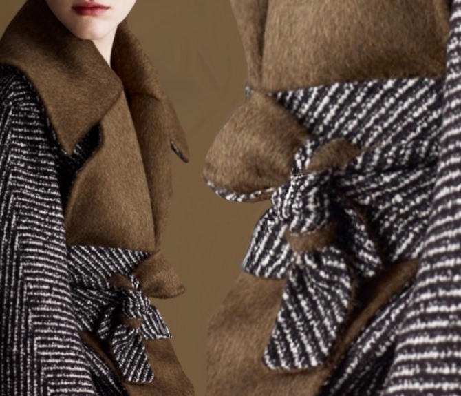 шерстяное двухстороннее женское пальто в черно-белую полоску с поясом оби на талии
