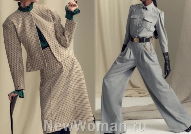 деловые повседневные женские костюмы с юбкой и брюками - тренды сезона осень 2023