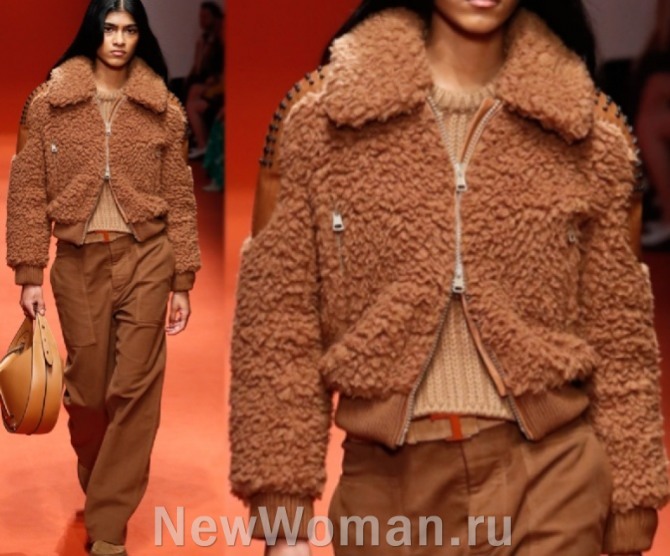 бомбер-чебурашка - стильные меховые куртки 2023 года от бренда Tod’s RTW Fall 2022 (Миланская неделя моды)