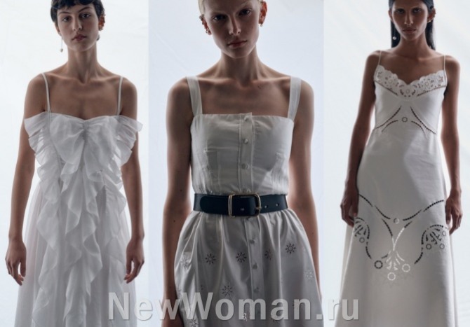 модели белых летних платьев-сарафанов 2023 года белого цвета