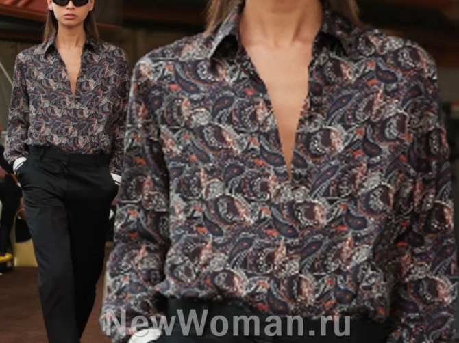 женская блузка-рубашка с принтом пейсли (турецкий огкрец)