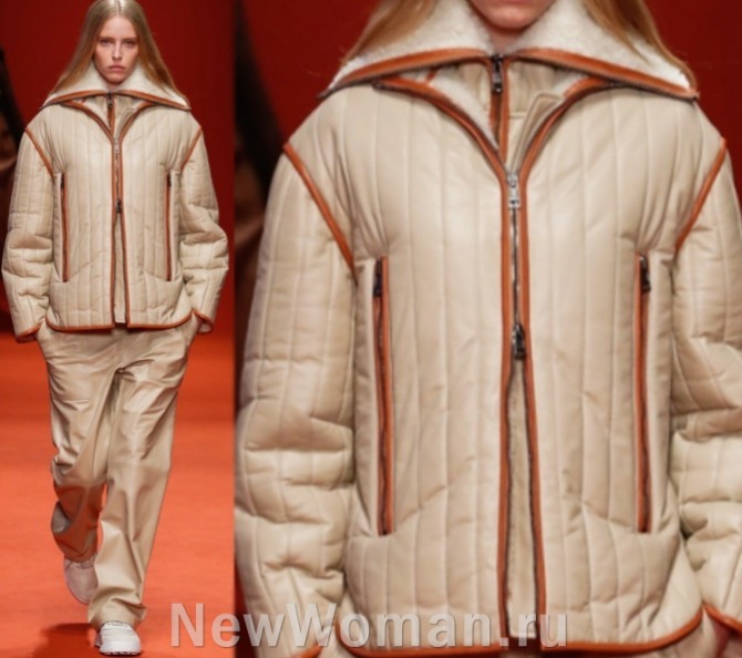  куртки женские тренды 2023 - контрастная окантовка деталей - Tod’s RTW Fall 2022 (Миланская неделя моды)