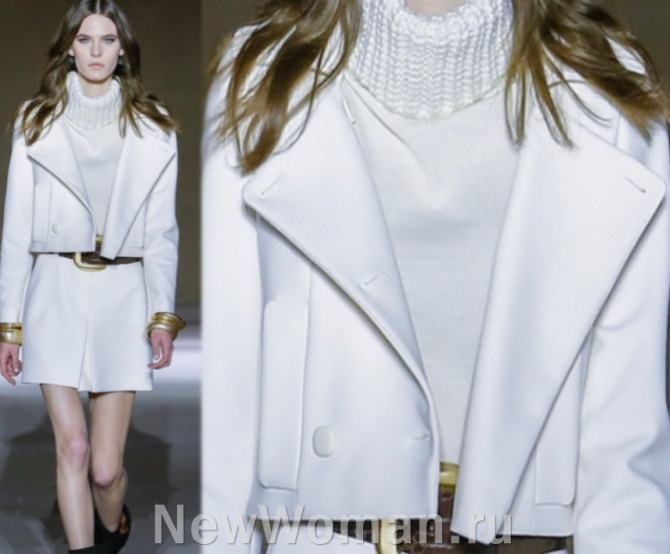 тренд курточной моды 2023 - куртка из белой искусственной кожи - Luisa Spagnoli RTW Fall 2022 (Миланская неделя моды)