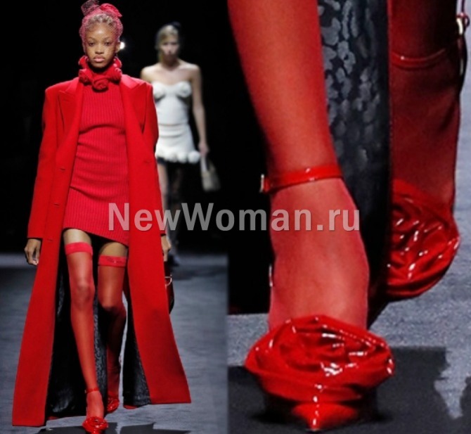 вечерние лаковые красные туфли - Blumarine RTW Fall 2022, Милан