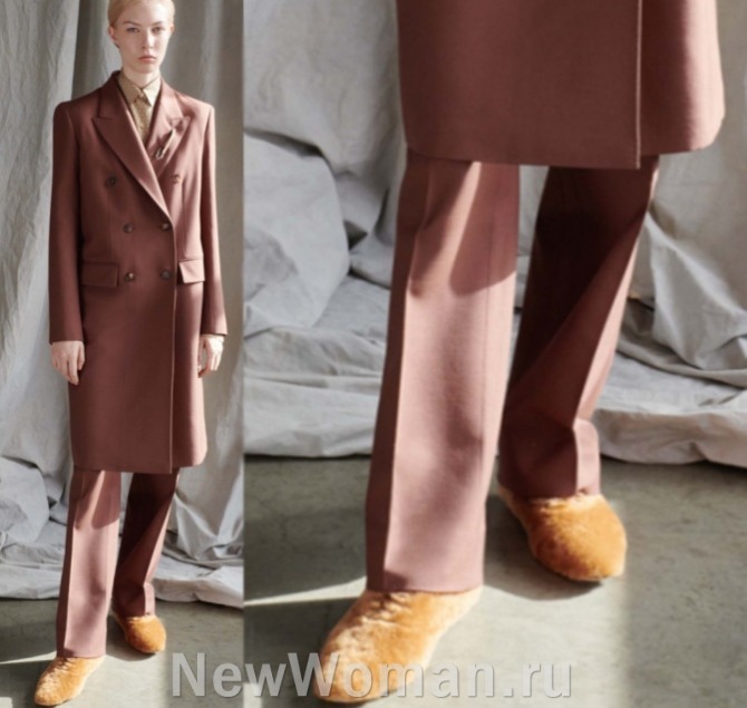 модный тренд - брюки и пальто одного цвета