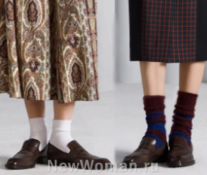 лоферы с носками - модный обувной тренд 2023 года