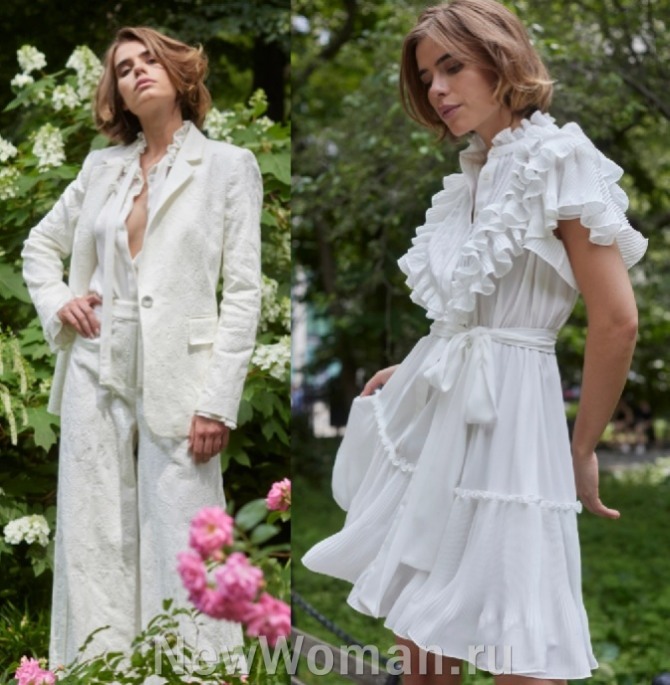летняя стрижка к белому платью или белому костюму - тренды 2023 года из Франции