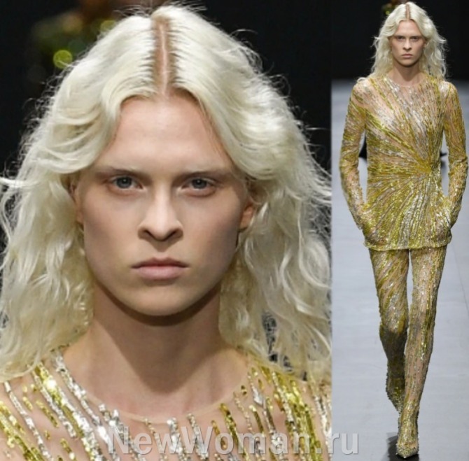 роскошный нарядный лук с длинными волосами белый блонд - подиум Valentino, SPRING 2023 READY-TO-WEAR, Paris