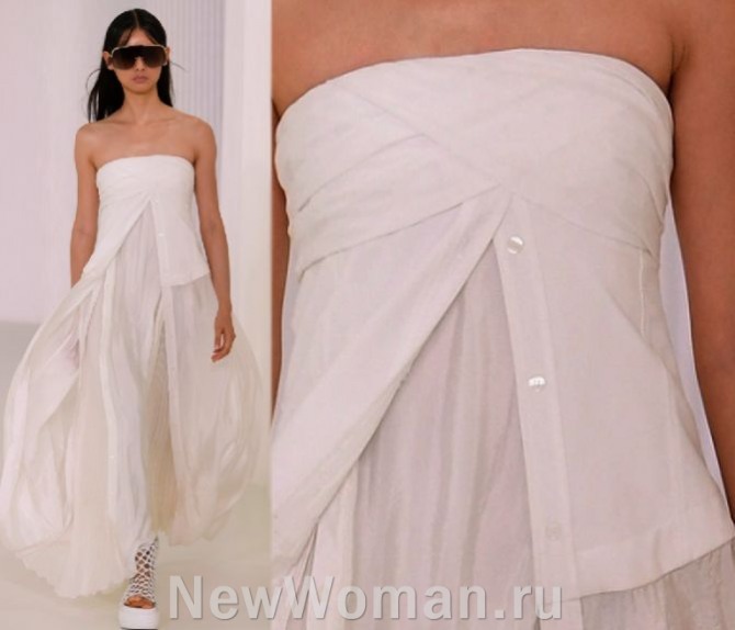 двухслойное корсетное платье из органзы белого цвета