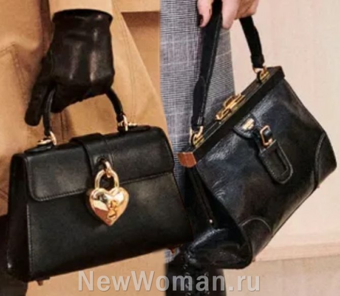 кожаные женские ручные дизайнерские сумки 2024 года черного цвета из Италии - с жестким каркасом.