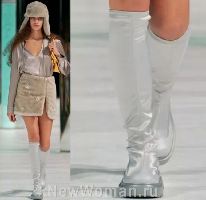 горячие тренды 2024 года в моде на женские сапоги - сапоги-чулки из жидкого шелка
