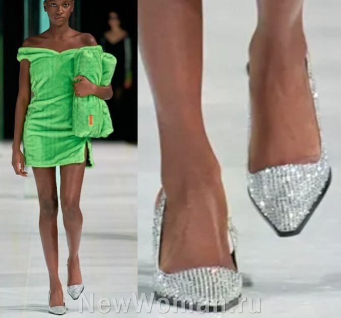 Слингбэки с мысом каре, усыпанные бриллиантами - тренды в вечерних туфлях 2024 года