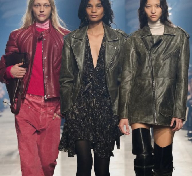 --кожаные женские куртки-косухи в байкерском стиле от парижского бренда Isabel Marant, на 2024 год