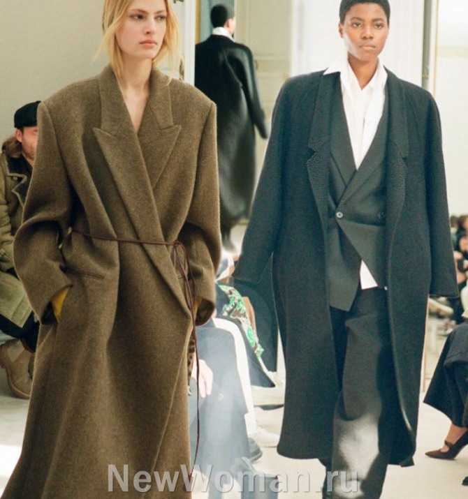 женские дизайнерские кашемировые пальто сезона осень-зима 2024 года в минималистическом стиле