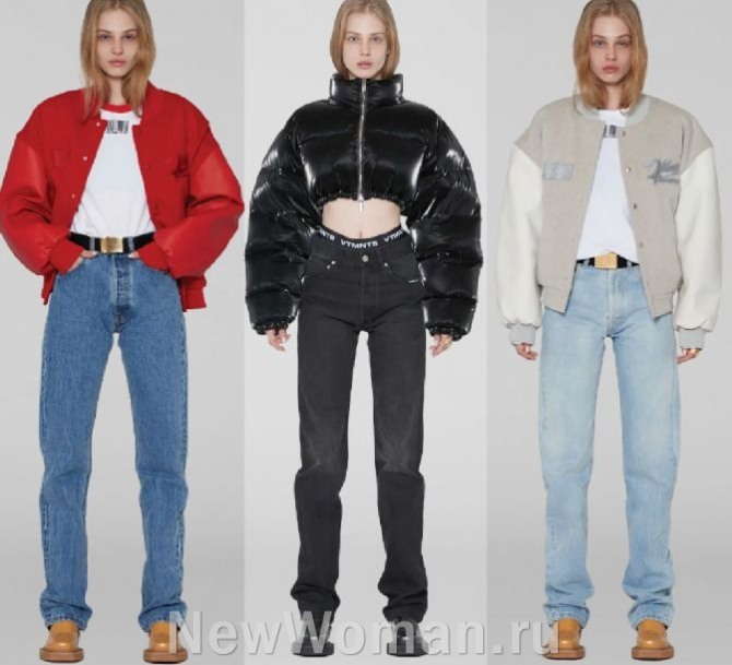 молодежные демисезонные стильные образы 2024 года для девушек - какие куртки носить с джинсами