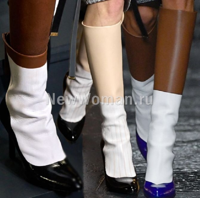 трехцветные женские сапоги во французском стиле - модели 2024 года, Louis Vuitton, FALL 2023 READY-TO-WEAR, Франция