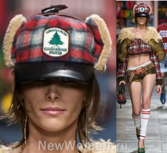 модные женские кепки 2024 года, кепка-ушанка с клетчатым принтом и меховой отделкой, с черным кожаным козырьком
