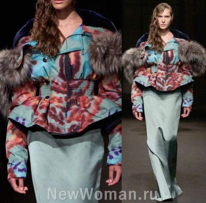 женская короткая куртка с поясом-резинкой на талии и баской - мода на 2024 года от бренда Altuzarra, Fall 2023 Ready-to-Wear, Нью-Йоркская Неделя моды