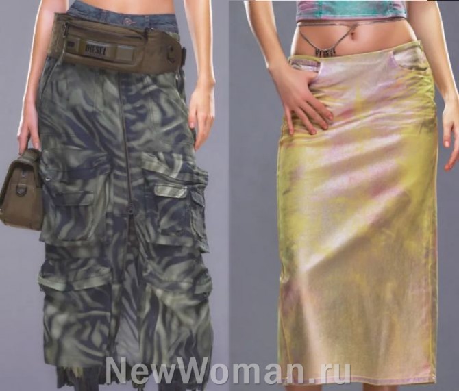 юбки миди 2024 от бренда Diesel, RESORT 2024, Милан