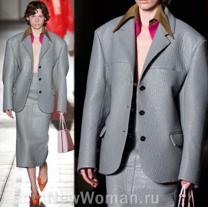 тренды костюмной женской моды 2024 - широкие плечи пиджаков