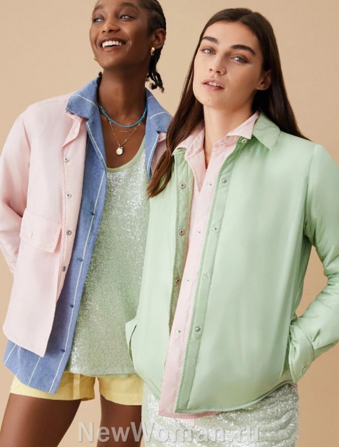 модные куртки для девушек сезона весна-лето 2024 года пастельных нежных однотонных расцветок